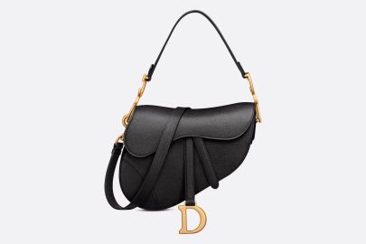 Saddle Bag with Strap Black Grained Calfskin DIOR at Dior